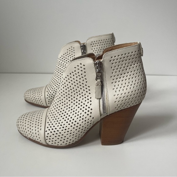 Rag & Bone Womens’ Margot Perforated White Leather Booties - Picture 4 of 11